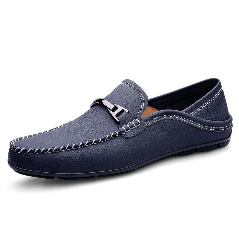 Loafu small leather shoes lazy driving casual shoes spring and summer low-top cover foot surface large size Doudou shoes
