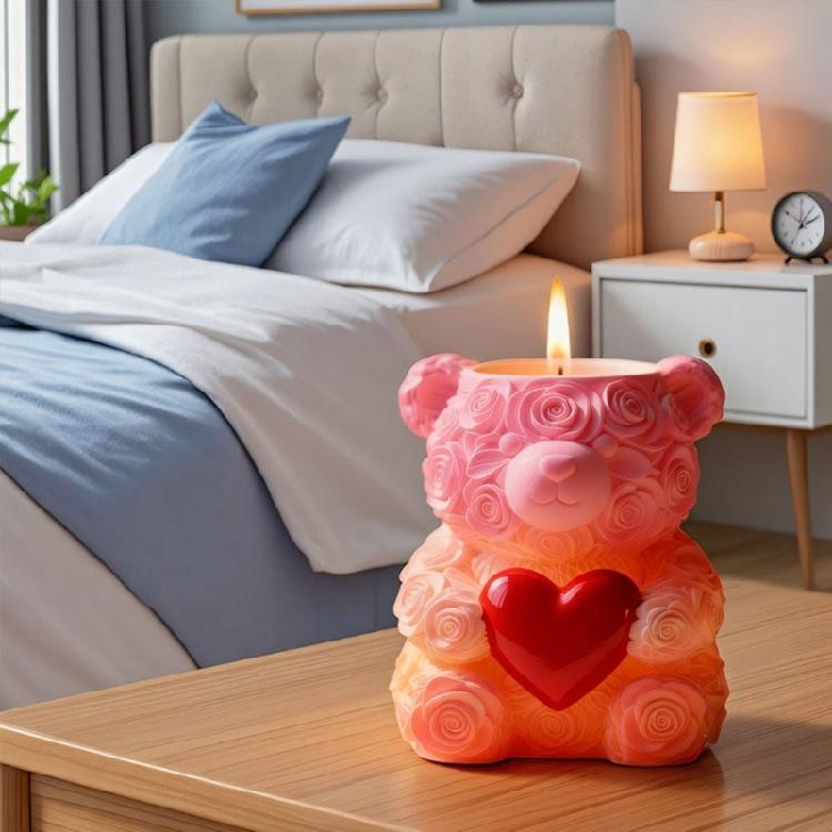 Silicone Bear Rose Planter Craft Mold Suitable for Resin Jewelry Concrete Cement Crafting and Home Decorating Projects