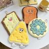 4pcs Cute Cartoon Bread-Shaped Coral Fleece Hand Towels Quick-Dry Soft Absorbent with Hanging Loop Design for Youngsters' Bathroom Kitchen
