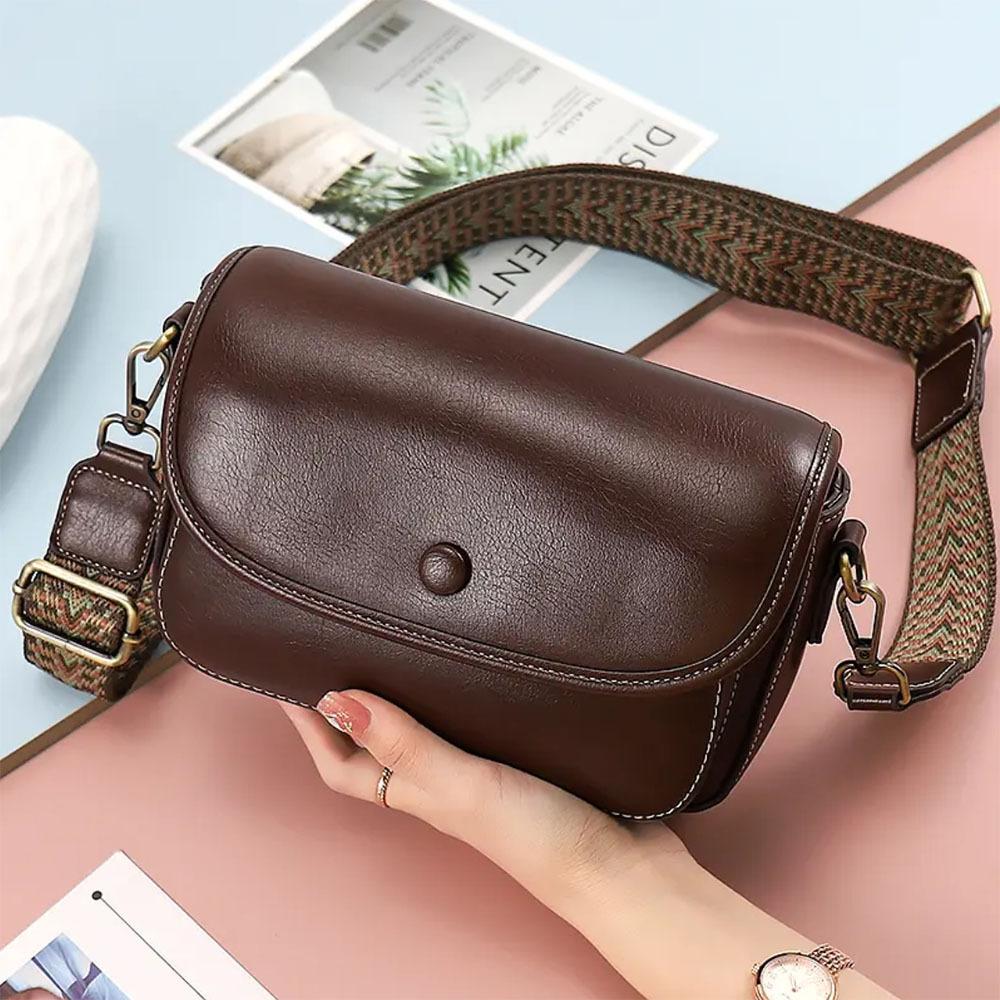 Crossbody Small Square Bag Versatile and Trendy, Genuine Leather Single-shoulder Bag Casual Women's Bag