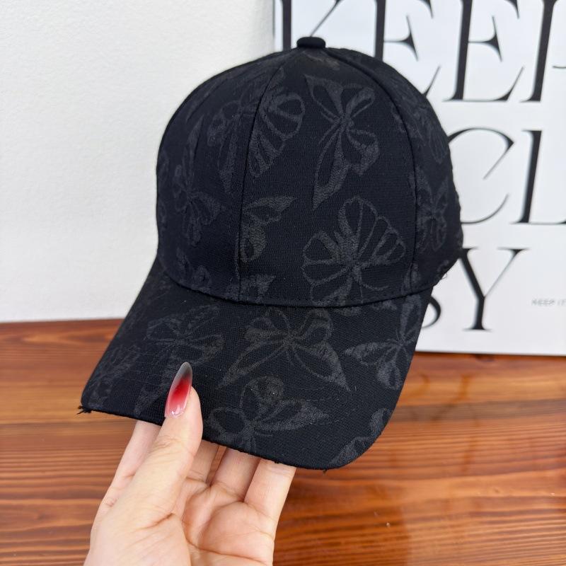 New Spring and Summer Heavy Industry Butterfly Embroidery Baseball Cap Female Pink Sweet Temperament Sun Hat Versatile Sunscreen Hat