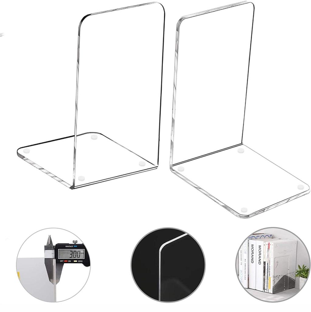 Transparent Acrylic L-shaped Book Stand and Bookend