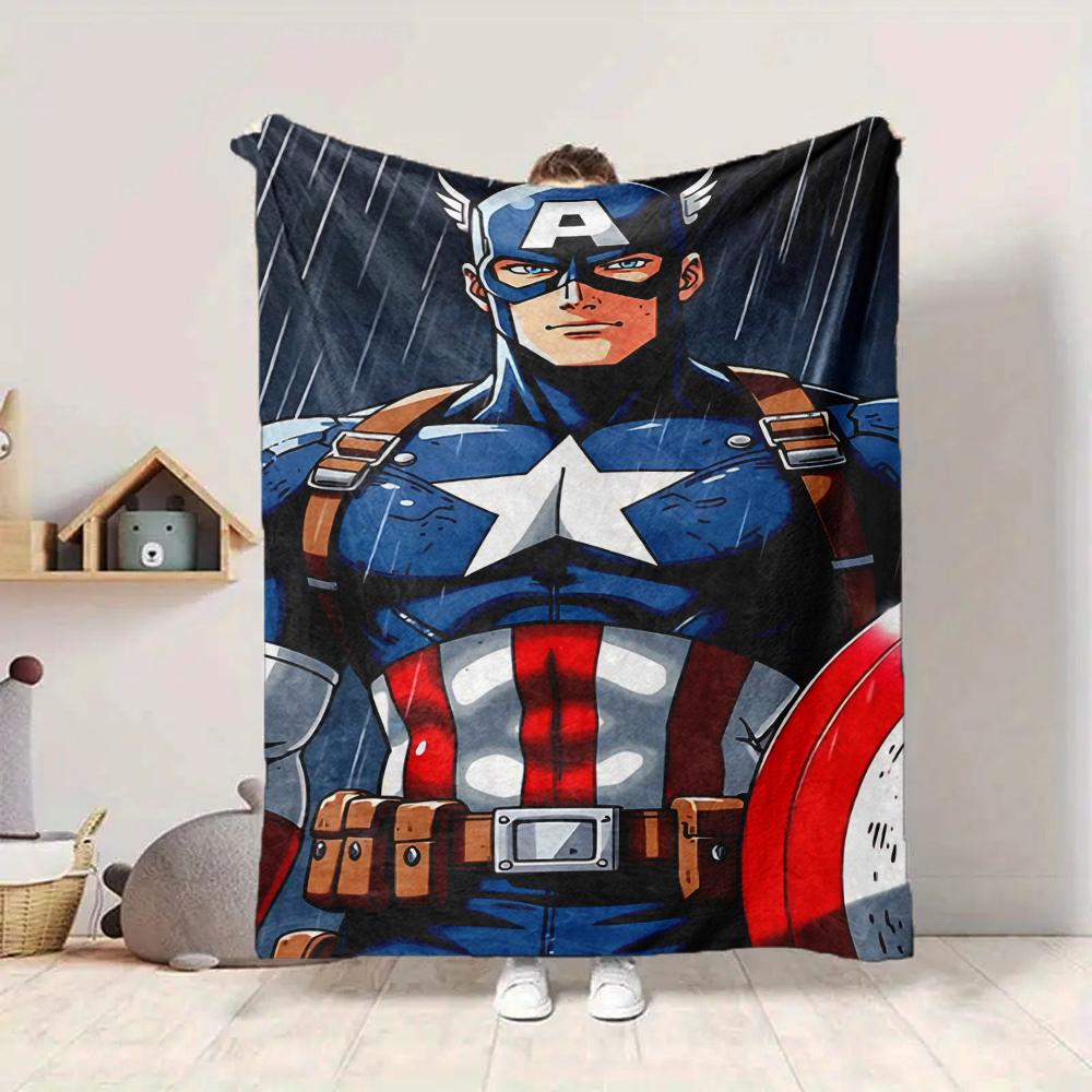 1Pc Captain America Shield Rain Flannel Blanket, Soft And Comfortable, Casual Warm, Camping Travel, Christmas, Halloween Xmas Gift. G134