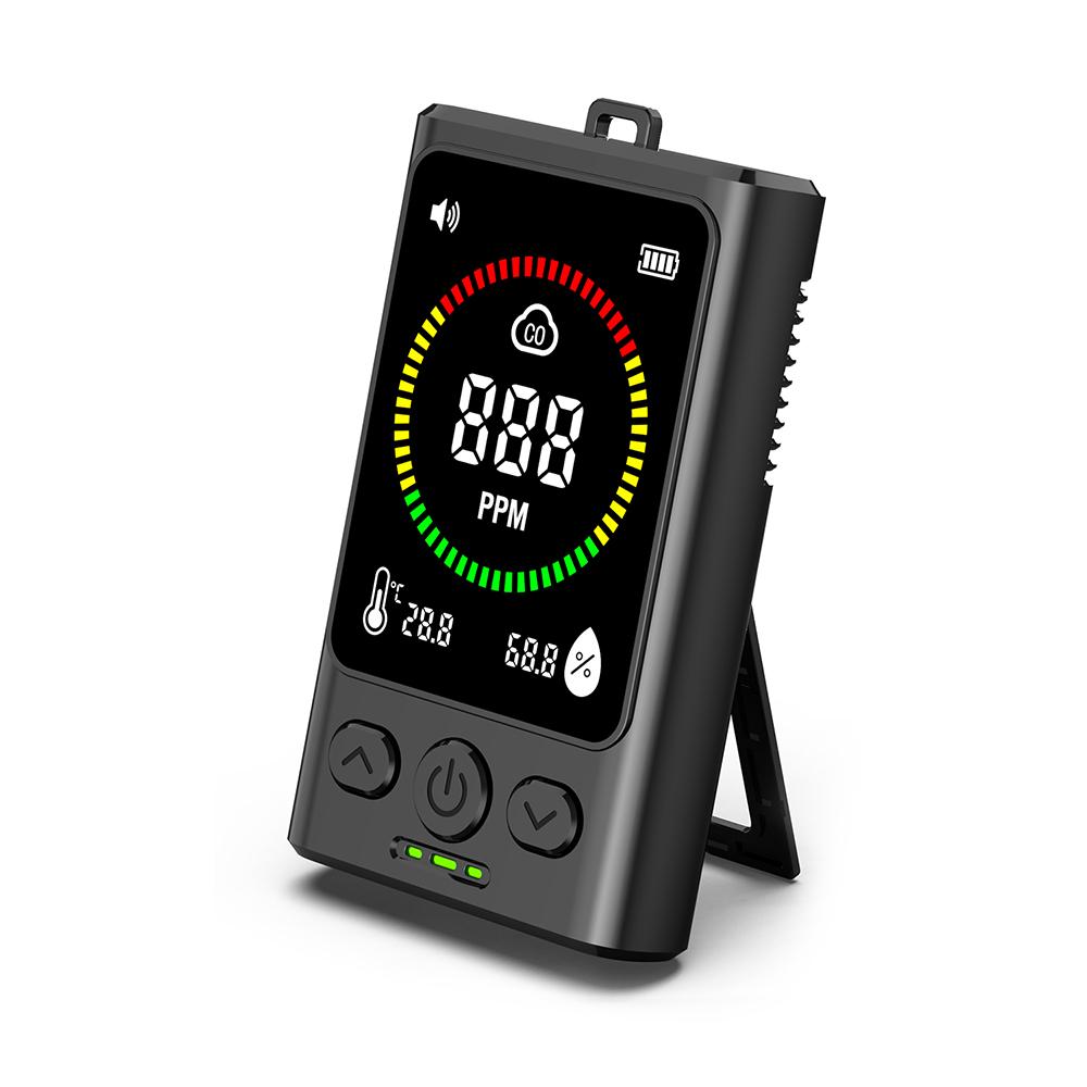 

Portable Carbon Monoxide Detector CO Gas Alarm with Temp Humidity Monitor Digital Air Quality Tester Rechargeable Indoor Outdoor чорний