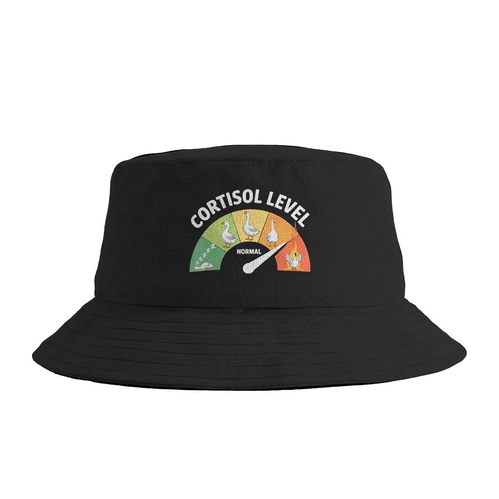 Low Cortisol Level Raccoon Cortisol Level Bucket Hat For Men Women Fisherman Hats Casual Hunting Caps Foldable Hawaii Sun Hats