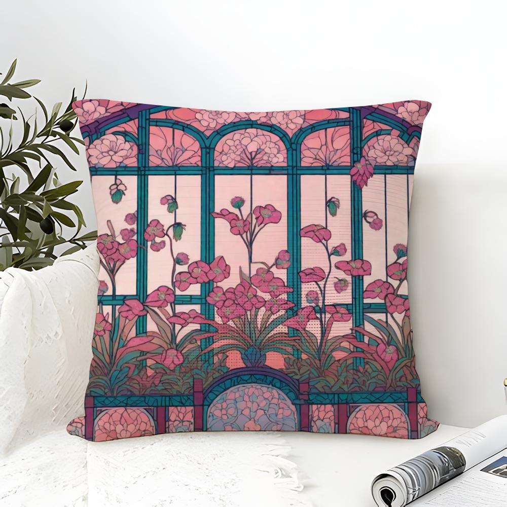 Romantic French pink decorative flowers Pillow Case linen pillow case sofa home decor cushion cover cushion cove