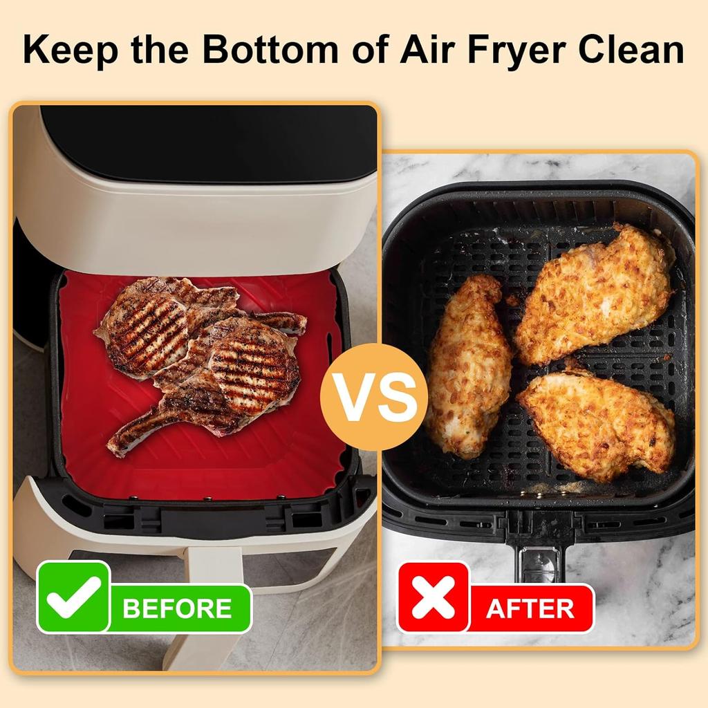 Silikon-Einlagen für Heißluftfritteusen, 21,6 cm, wiederverwendbar, hitzebeständig, für 4 bis 8 QT Heißluftfritteusen-Einsätze für Ofen- und Mikrowellenzubehör