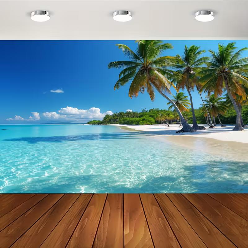 Summer Beach Tapestry Palm Trees & Blue Ocean Bedroom Decor