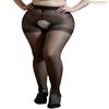 15D Open Crotchless Pantyhose Women Plus Big Size High Stretch Sexy Nylon Large Tights Stockings Panty-hose Spring Autumn Black White 2XL 4XXXL 5XL