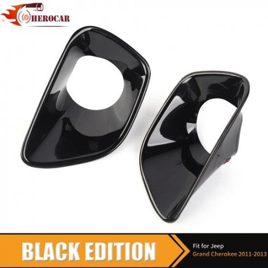 Black Fog Light Trim Pair Housing Set For Jeep Grand Cherokee 2011-13 Exterior
