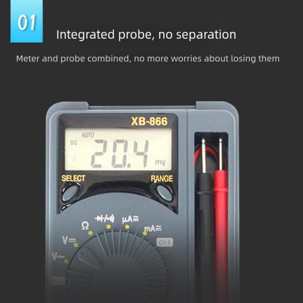 XB866 Digital Multimeter Mini Auto-ranging LCD Voltage/Amperemeter AC/DC Portable Tester 1999 Counts