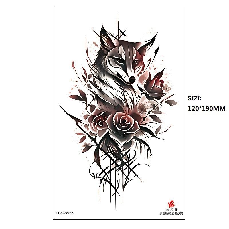 Hand Painted Original Color Flower Fox Phoenix Women'S Simulated Tattoo Water Transfer Tattoo Sticker