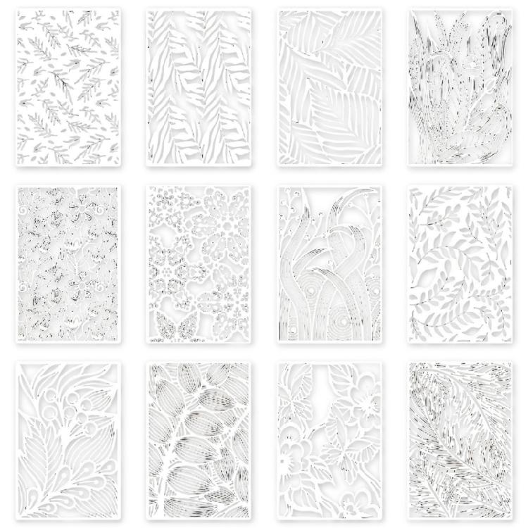 6/12 Stück Geometrische Blumen Schablonen 12x8 Zoll Wiederverwendbare PET Zeichenschablonen für Scrapbooking Malerei Wand Fenster Dekoration