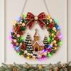 Funkelndes Edelstein Bastelset DIY Acryl Weihnachten Kunstperlen Aufhänge-Set, Beleuchteter Kranz 3D Perlen-Sets für Erwachsene Set mit LED-Lichterkette