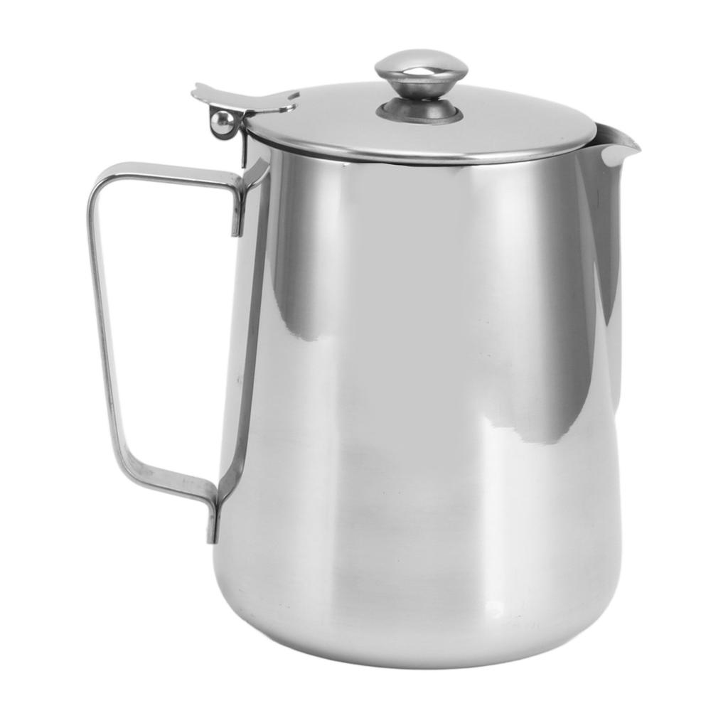 Milk Frothing Pitcher Steaming Pitcher Stainless Steel Coffee Milk Cup Milk Frother Cup with Lid