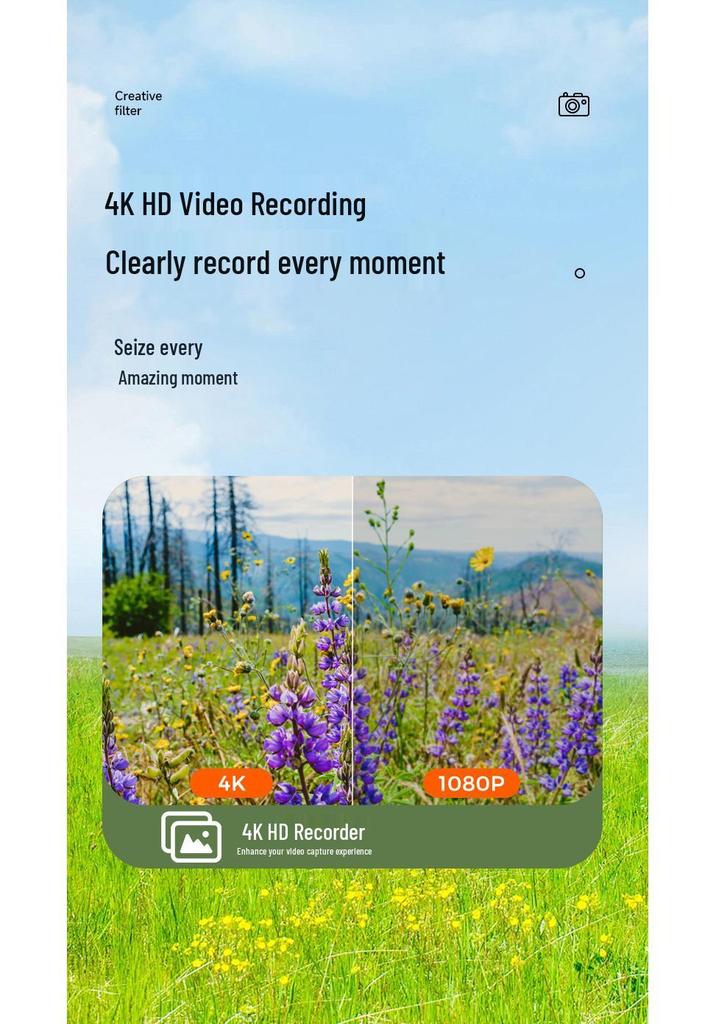 4K Touchscreen HD Digital Camera with MP3 Player & CCD for Students/Parties