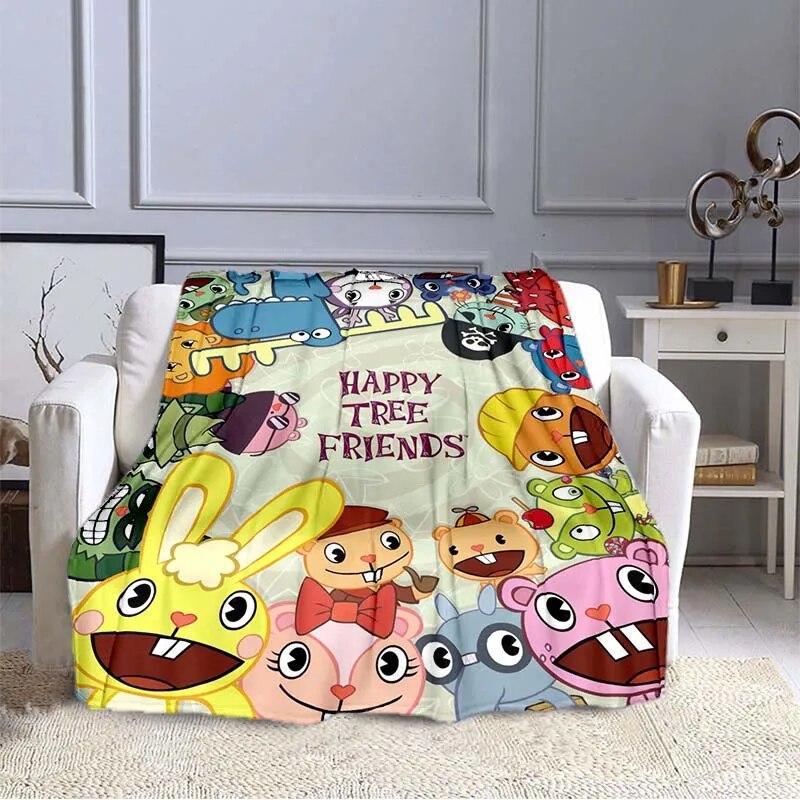 

Одеяло с рисунком «Счастливые лесные друзья» и анимацией, чехол для дивана, мягкое пушистое одеяло, фланелевое пушистое удобное домашнее одеяло для путешествий