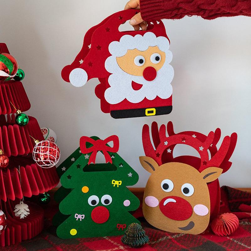 1PCS Christmas Gift Bag Creative Felt Cloth Children Candy Gift Bag Christmas Eve Handheld Portable Apple Bag