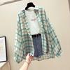 Camicia a quadri a maniche lunghe da donna, giacca estiva ampia, protezione solare, top da donna, camicia stile pigro