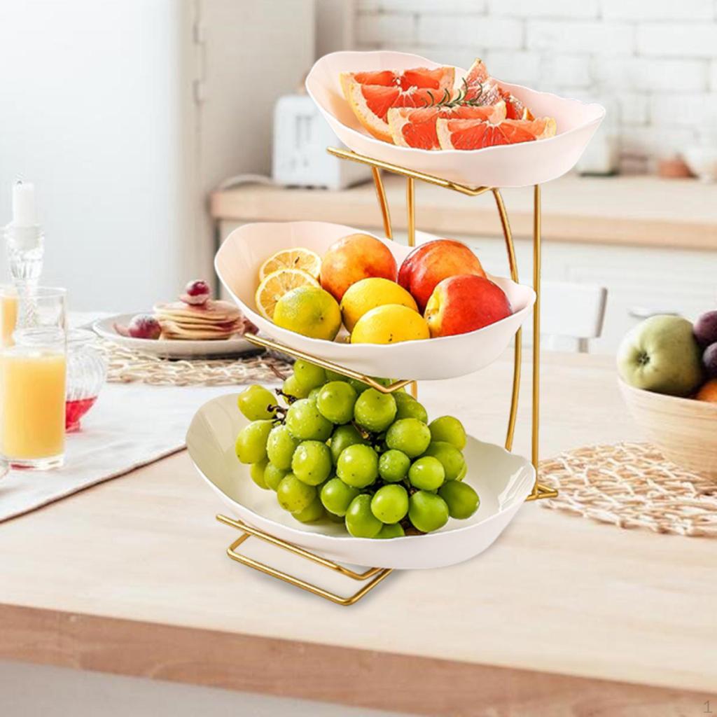Fruit Bowl for Kitchen Counter Display Stand Decor Convenient Modern Serving with Metal
