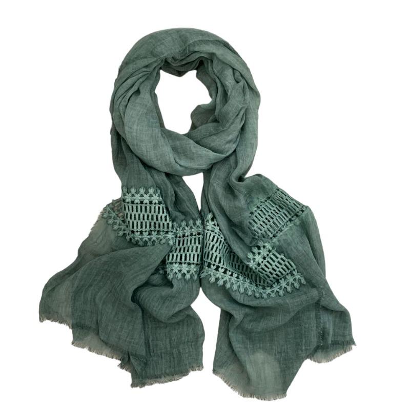 Cotton and linen scarf new fashion design sense solid color neck protection scarf literary and retro splicing scarf shawl