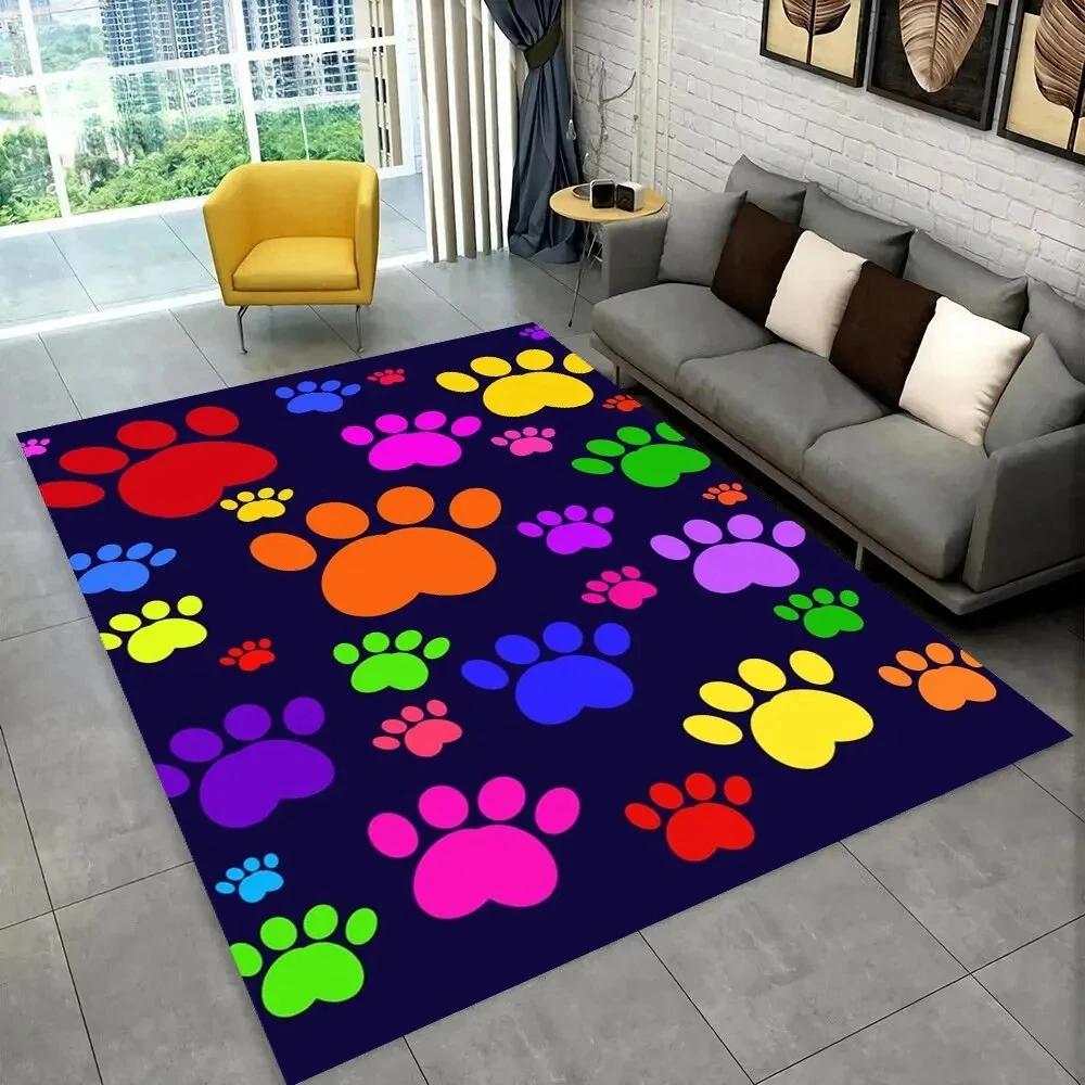 Pets Footprint Sole Series 3D Area Rug Large, Kids Non-slip Floor Mat Carpet Rug for Living Room Bedroom Sofa Doormat Decoration