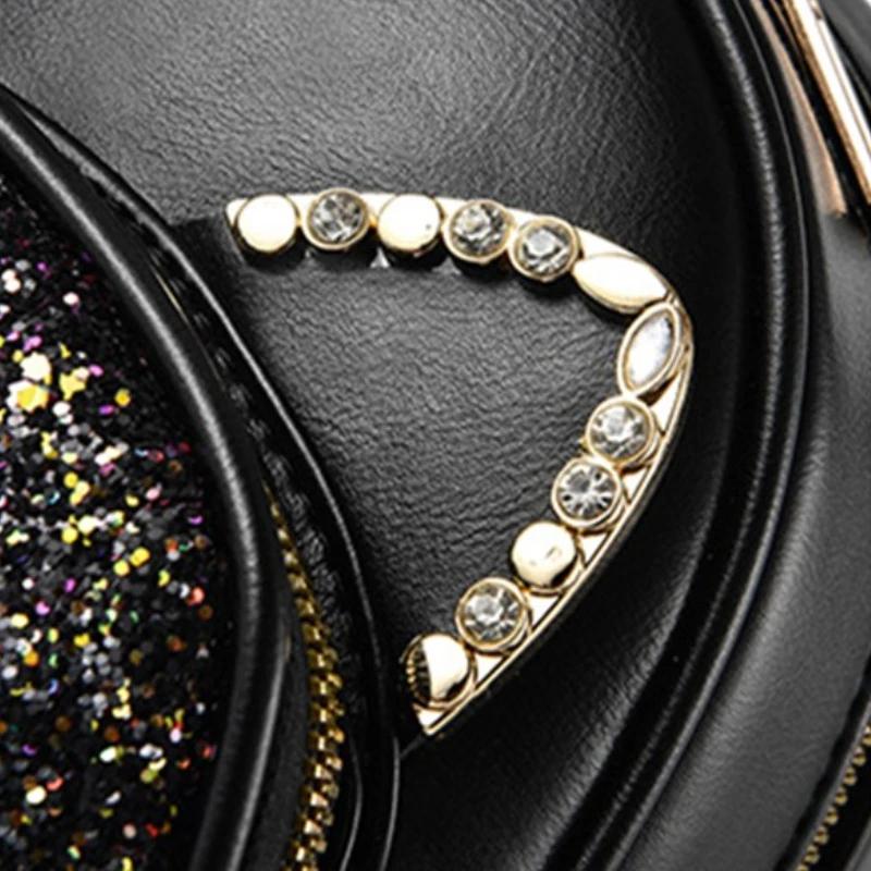 New Sequin Women Backpack 2022 Rhinestone Lovely Cat Women's Female Leather Backpack School Bags Korea Dual-use Shoulder Bags