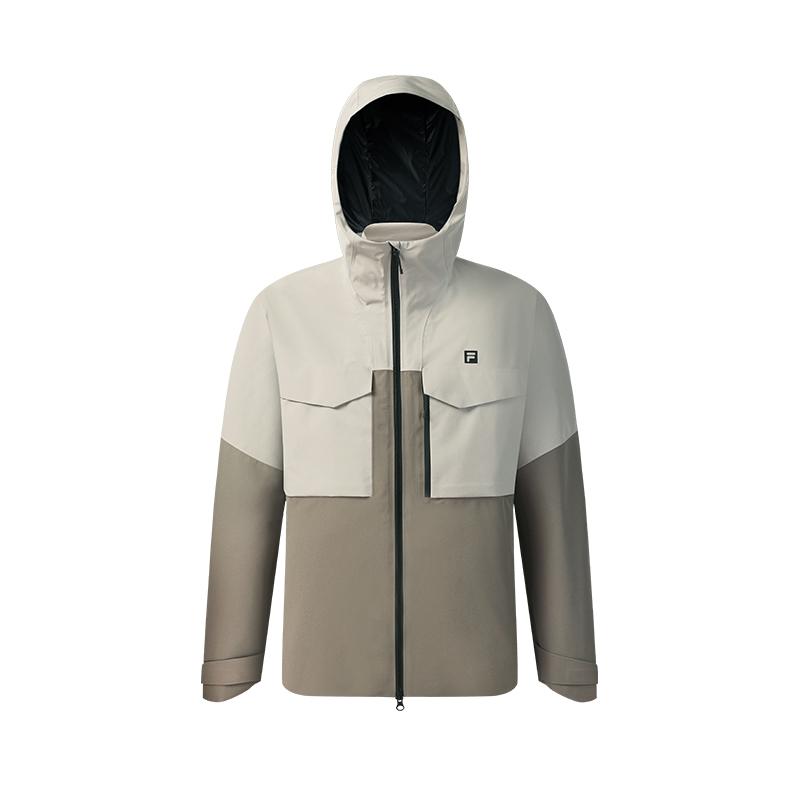 FILA Explorer Fashionable Personality Mountain Outdoor Color Block Two-Piece Hooded Down Jacket Men outerwear Moon-Gray A61M547902FGY