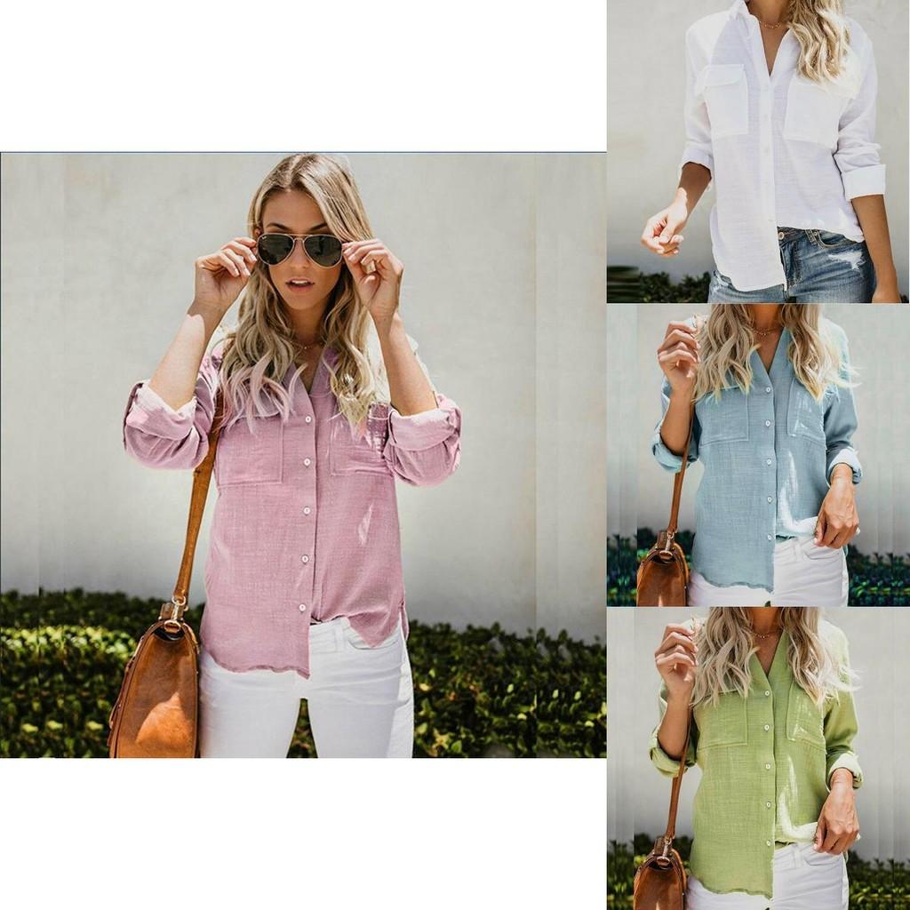 Women's Long Sleeve Tops Stylish Button Down Casual Blouse Shirt T-shirt For All Seasons