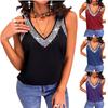 Women's V Neck Sleeveless Loose Fit Sequin Tank Top Solid Color Casual Tunic