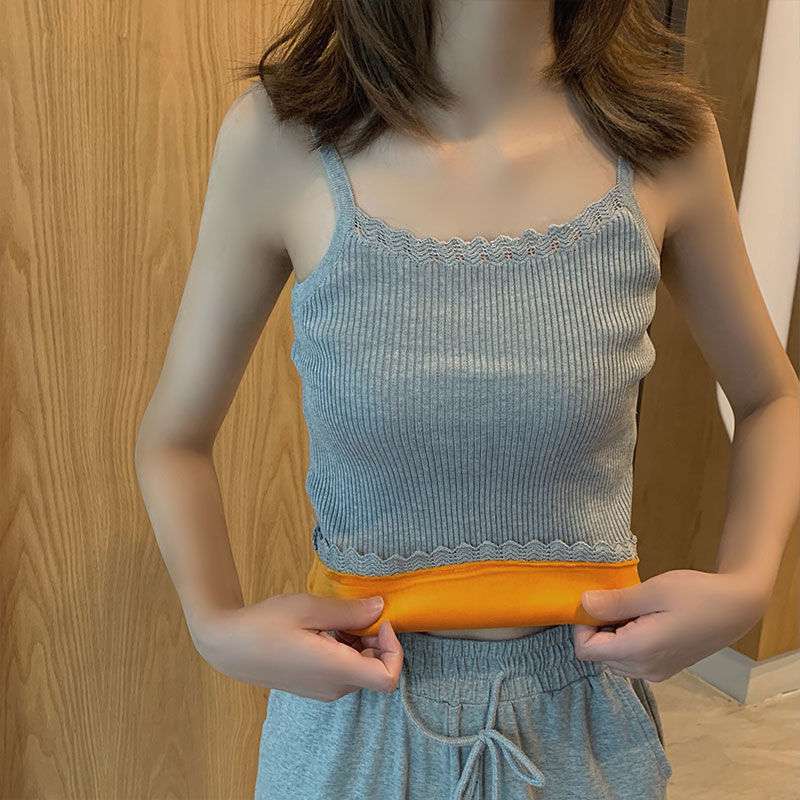 Warmer Damen-Top-Weste Sexy Winterkleidung Ärmelloses Top Slim Einfarbig Mädchen Hosenträger