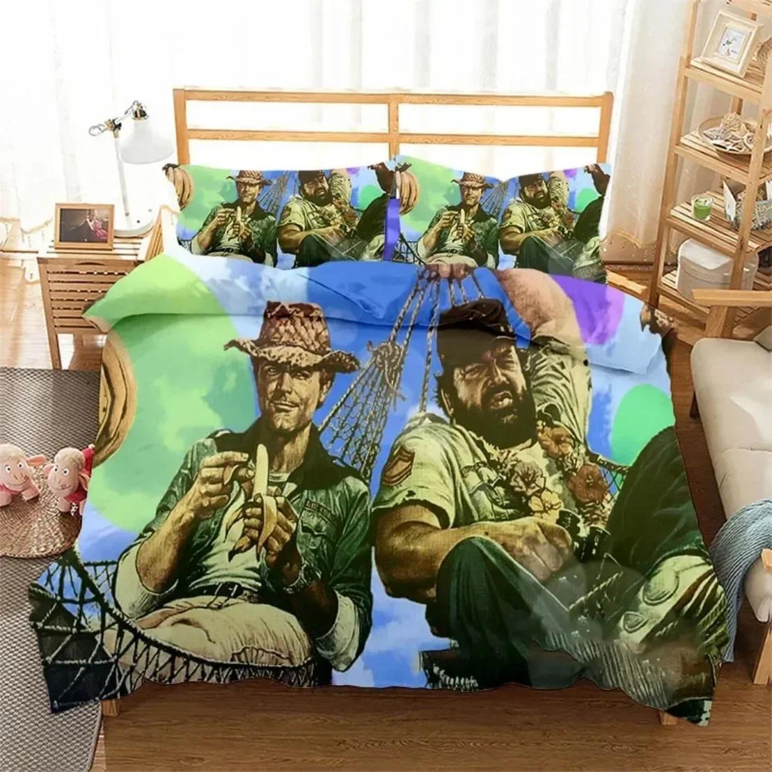 

3D Printed Film Star Bedding Set Bud S-Spencer T-Terence Hill Bedding Set Duvet Covers Pillowcases Comforter Bedding Set Duvet Cover Set&EU Single(135x200cm)