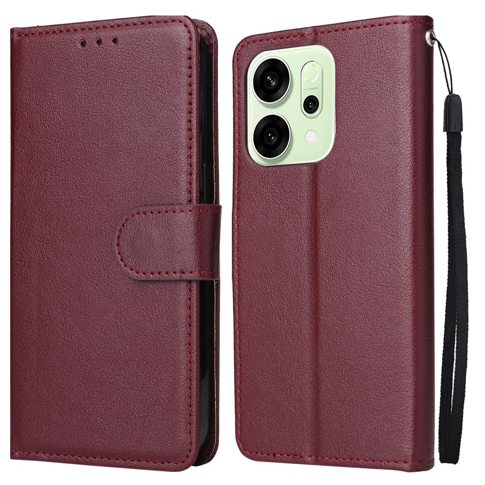 For Oppo Reno14 5G (Global) Case Wallet Stand View PU Leather Phone Cover with Wrist Strap