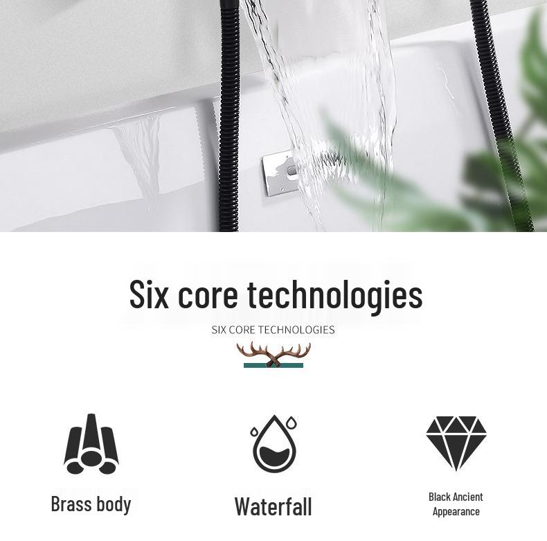 Waterfall Wall-Mounted Bathtub Faucet with Concealed Hot/Cold Shower Head Set