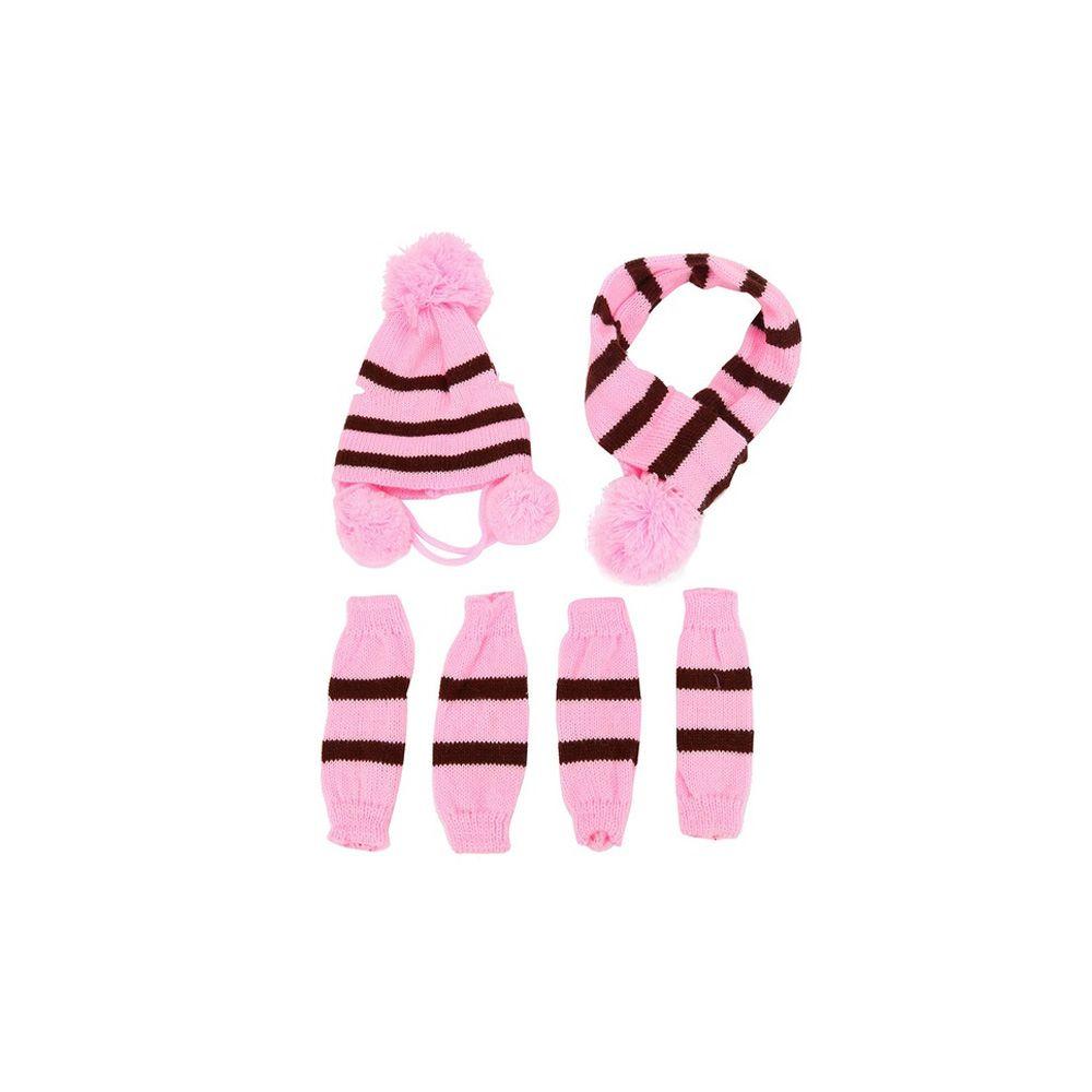 6Pcs/Set Cosplay Dressing Up Stripe Knitted Puppy Costume Pet Warm Hat Scarf Dog Socks Cat Clothes