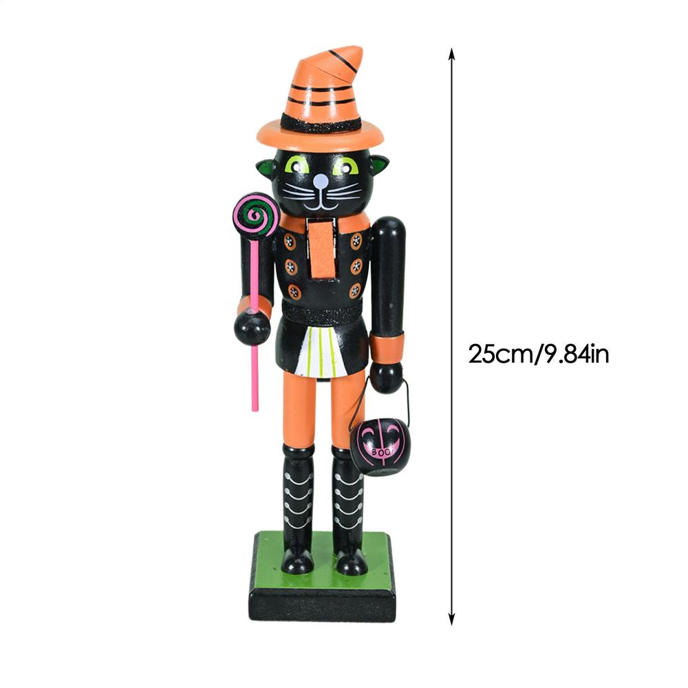 Halloween Nutcracker Wooden Nutcracker Figures Holiday Decor Halloween Figurine Goody Bag Fillers for Home Display Shelf Party