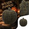 Halloweenowe plecione dekoracje z dyni - Sztuczna dynia z sztucznego rattanu na jesienne dekoracje do domu