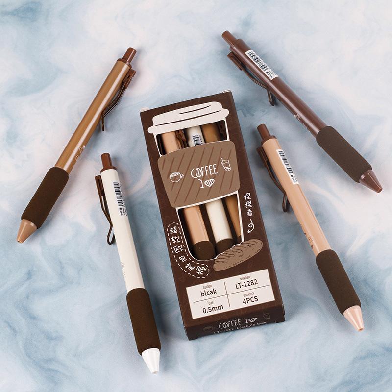 Drücken Sie den Stift Kaffee Weicher Eurobag-Stift Hohes Erscheinungsbild Schnelltrocknender Pinsel Fragestift Student Schreibwaren Prüfung Schwarzer Kugelschreiber