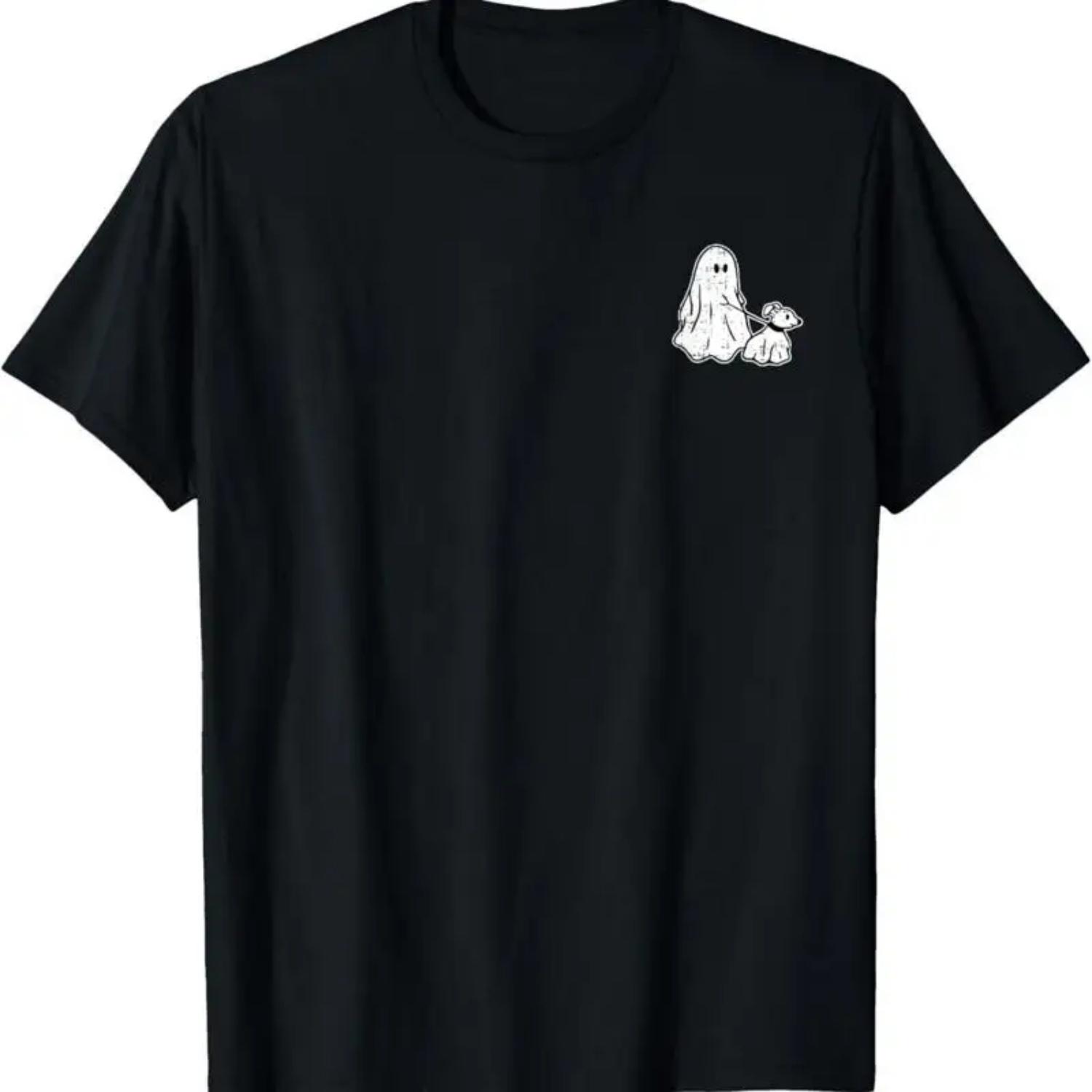 

Ghost Holding Puppy Dog Halloween Costume Ghoul Lover T Shirt S чёрный