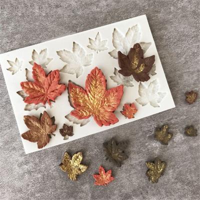 Kitchen Chocolate Sugar Silicone Fondant Mold Cake Decor Maple Leaves Mould
