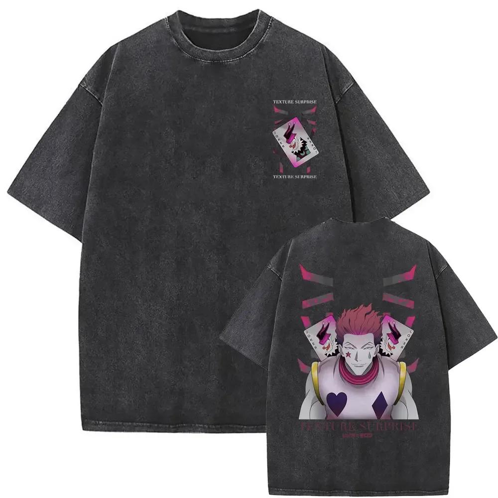 Killua Zoldyck Hunter X Hunter Graphic T-shirt Harajuku Washed T-shirts Men Women Cotton Casual Oversized Short Sleeve T Shirts
