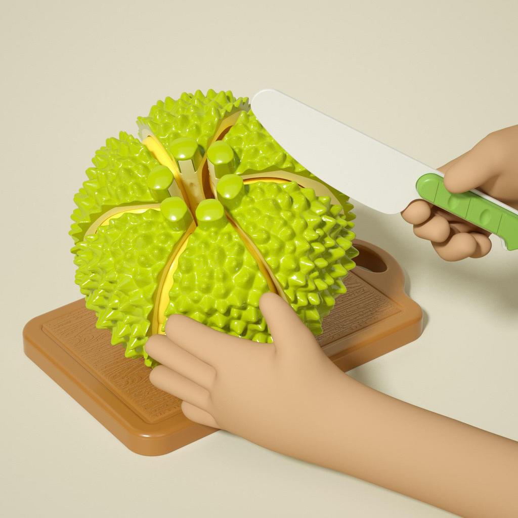 Kids' Pretend Play Peelable Durian Toy – Early Education Fruit Simulation