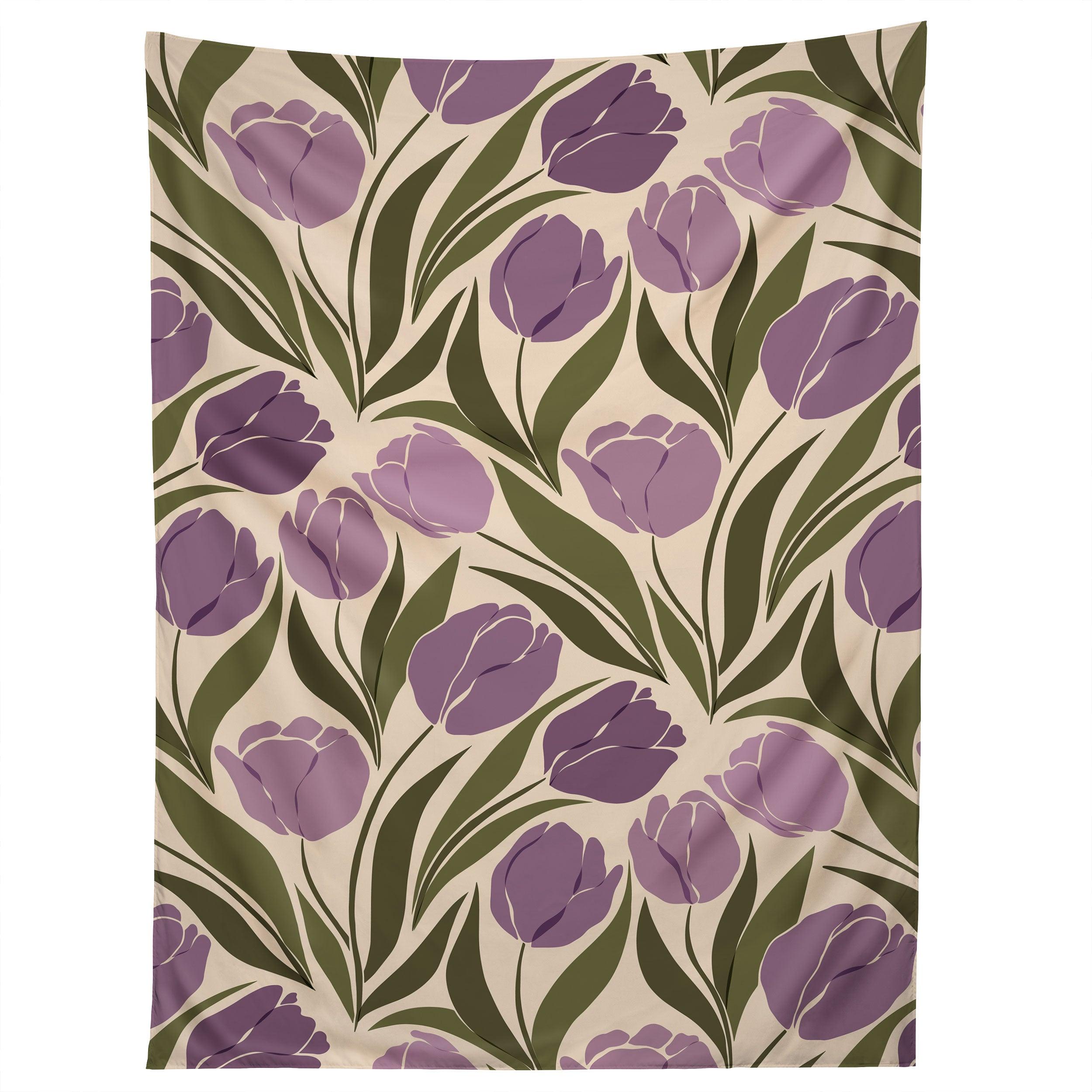 VIOLET TULIP FIELD tapestry 75x100
