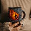 Sasquatch Forest Fires Mug Outdoor Coffee Mug 3D Vintage Sasquatch Mug Camping Halloween Novelty Drinkware