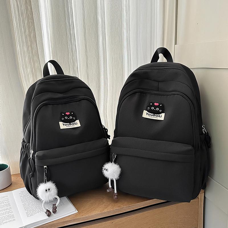 Large Capacity Junior High School Student Schoolbag Black Cat Women's Backpack Class Book Bag