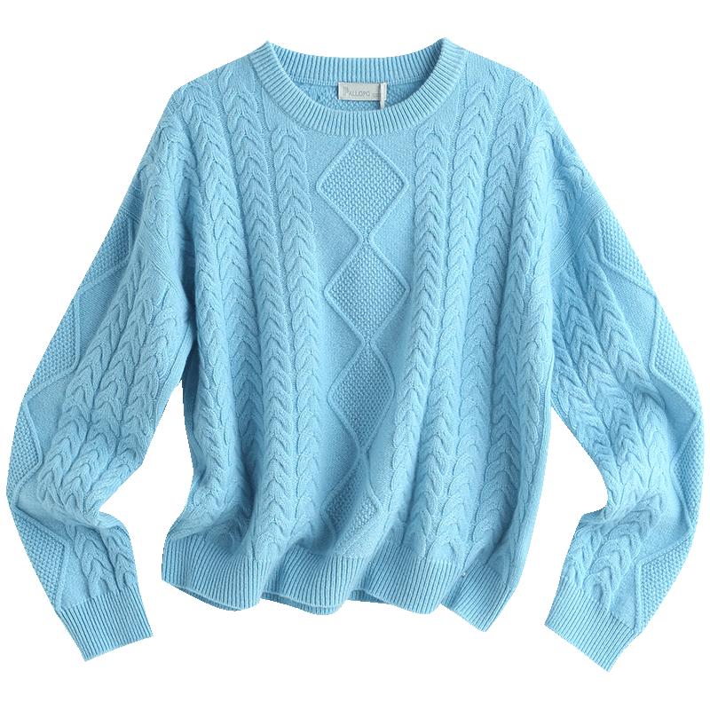 

PALUOPO Women s Retro Cable Knit Pure Cashmere Sweater L 105