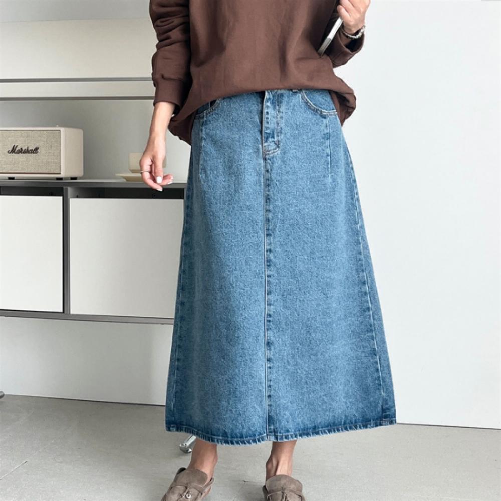 New ArrivAls Open Run Women A Line Cut Autumn Cotton Long Skirt With Pocket