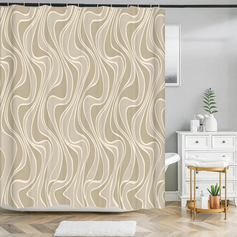 Modern Art Style Marble Geometric Patterns Shower Curtain Waterproof Home Decor Polyester Fabric Bathroom Curtains