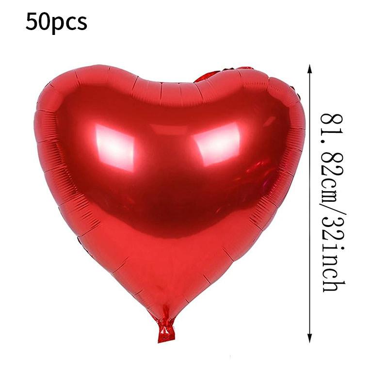 50pcs 5/10/18/32inch Aluminizer Red Heart Balloons Valentine's Day Romantic Atmosphere Scene Decor Wedding Birthday Background
