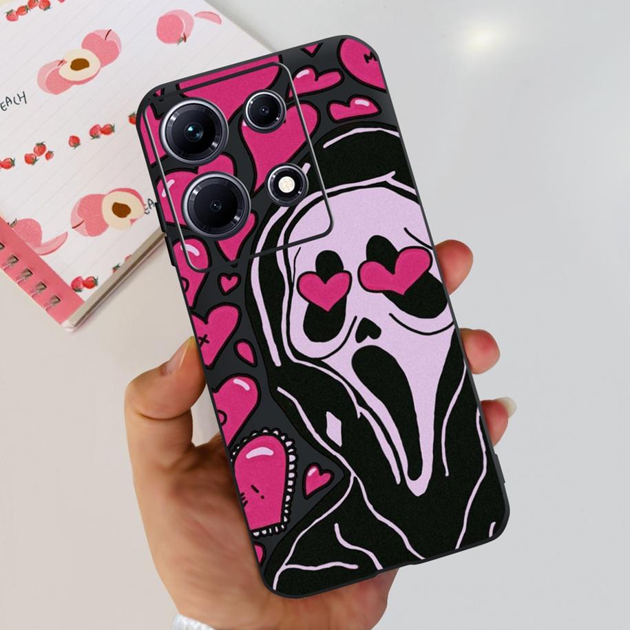 For Infinix Note 30i Case Stylish Flower Black TPU Shockproof Bumper For Infinix Note 30 Pro X678B Phone Cover Note 30 5G Fundas